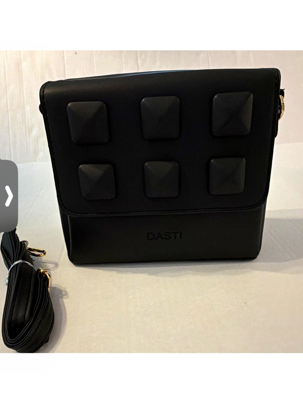 Dasti Black Quilted Stud Crossbody Bag